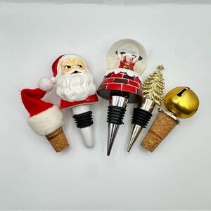 Bundle of Festive Holiday Wine Bottle Stoppers